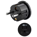 (imagem para) Adaptador de viagem Europeia schuko (Tipo F) macho ➝ US/Japão (Tipo B) fêmea - preto - Goobay